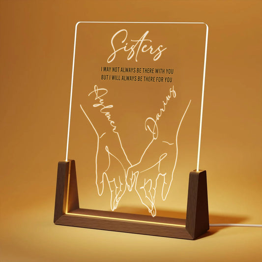 Personalized Sisters Acrylic LED Lamp | Custom Sister Name Night Light