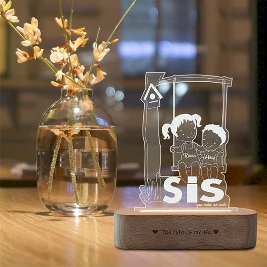 Personalized Sister Swing Acrylic LED Lamp