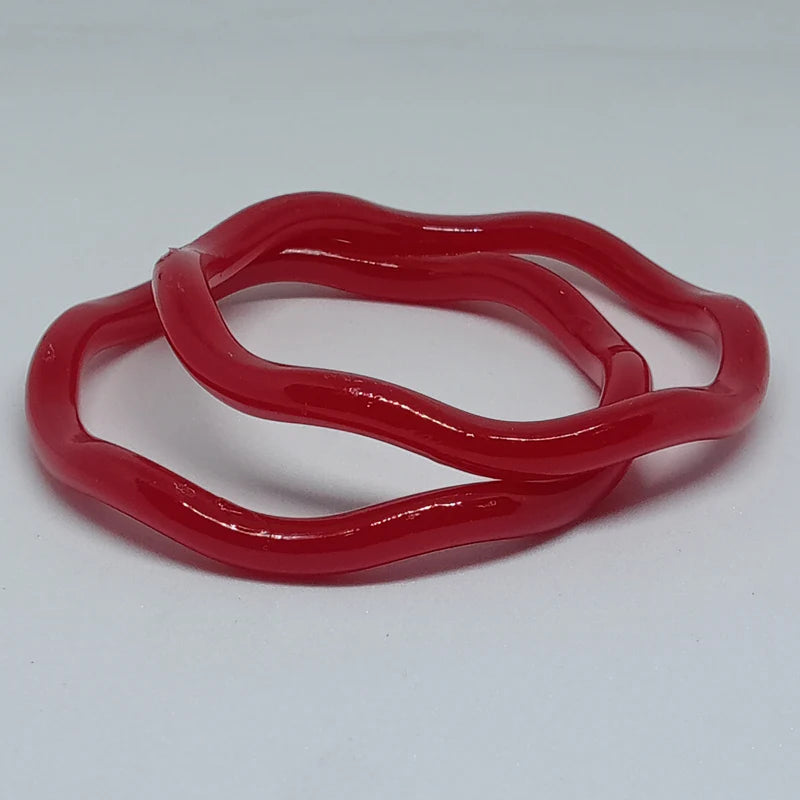 Glossy Red Wave Bangles