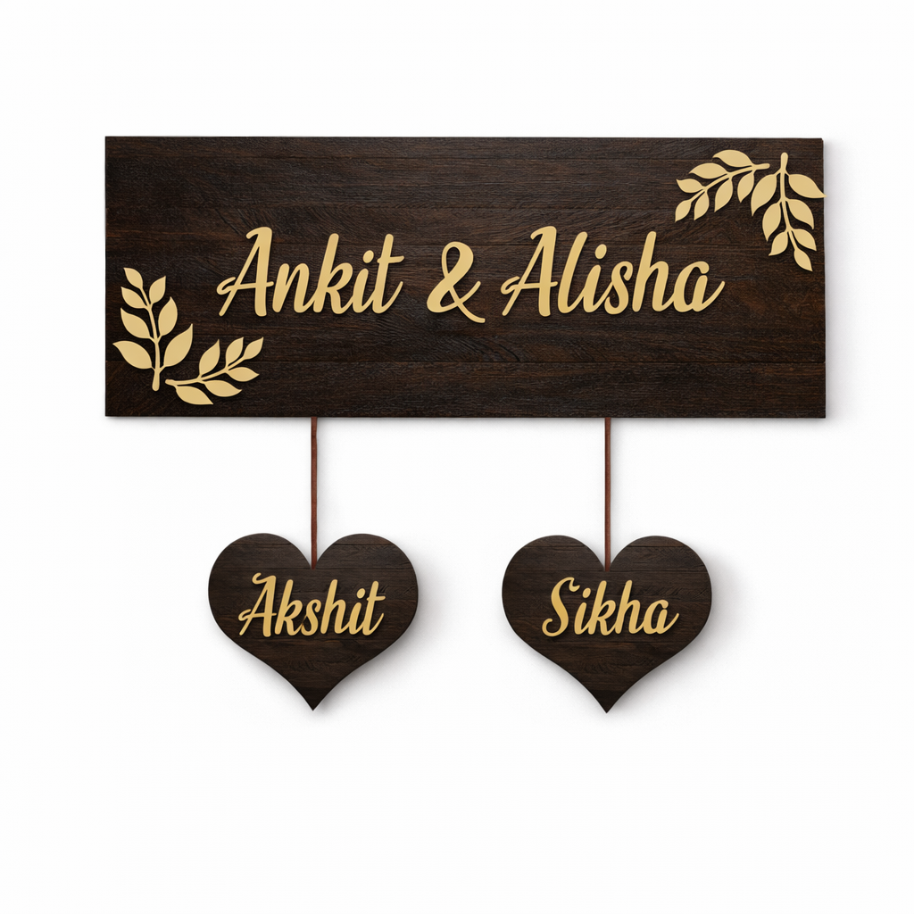Handcrafted Wooden Family Name Plaque