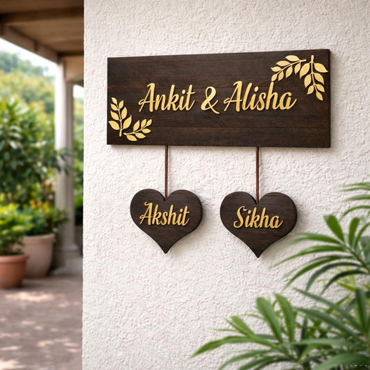 Handcrafted Wooden Family Name Plaque