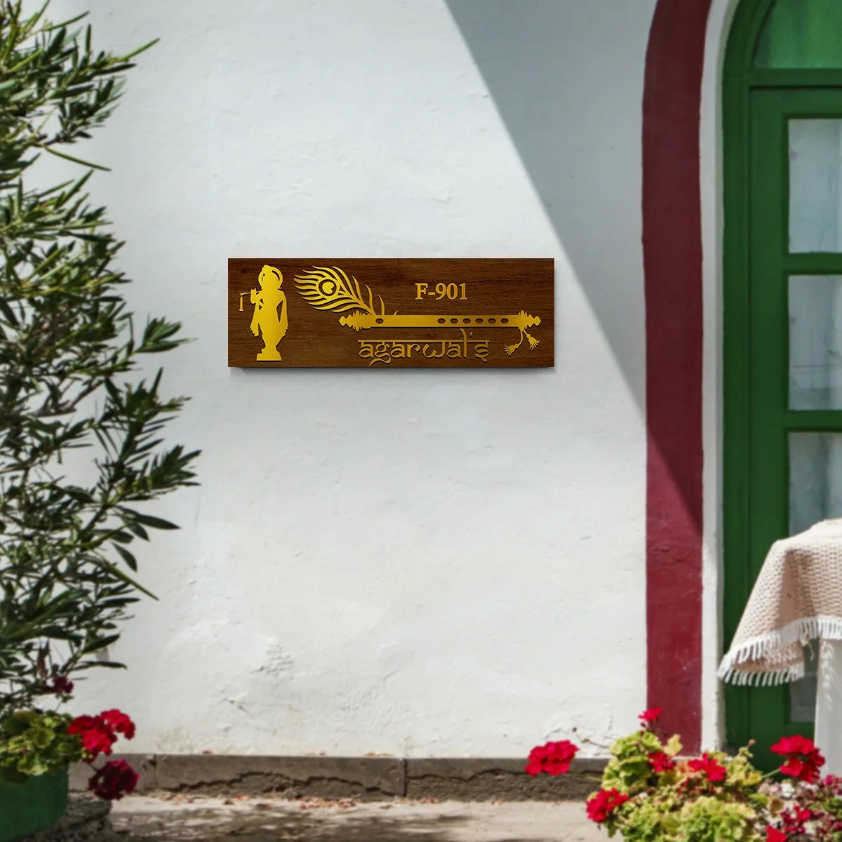 3D Krishna Grace Flute Nameplate