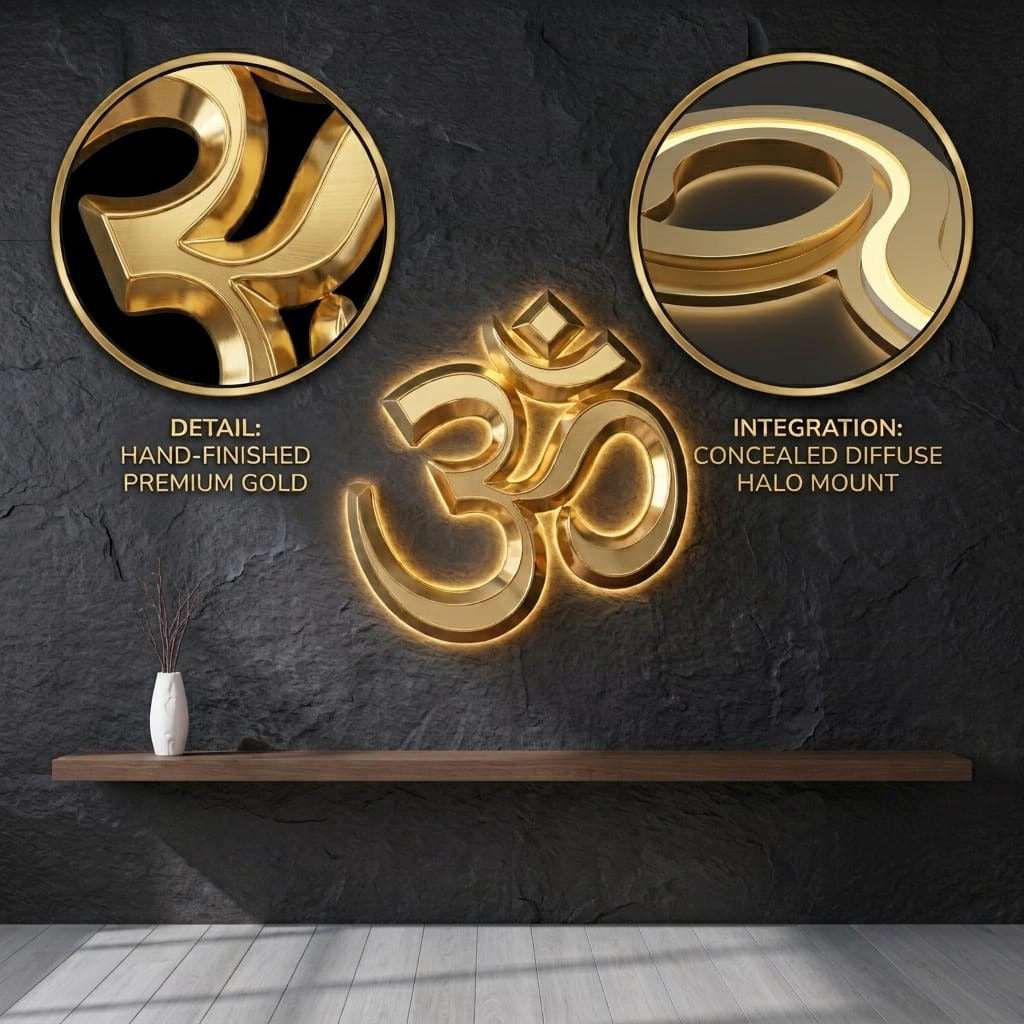 Premium Brushed Gold Om Symbol Wall Decor