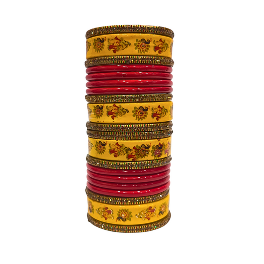 Traditional Red Yellow Bridal Bangles