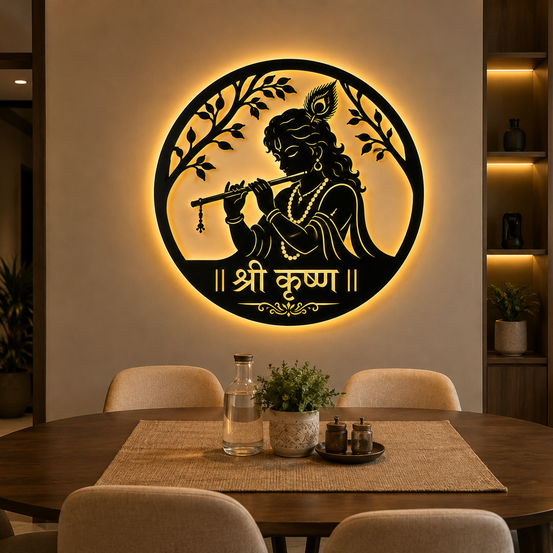 Shree Krishna LED Wall Hanging with Warm Backlight