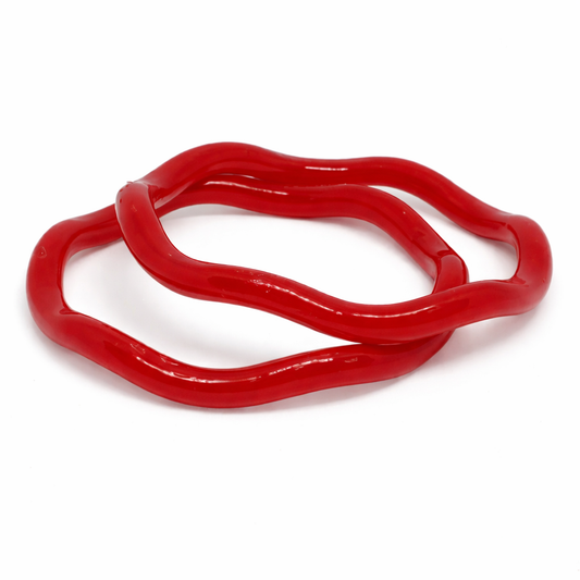 Glossy Red Wave Bangles