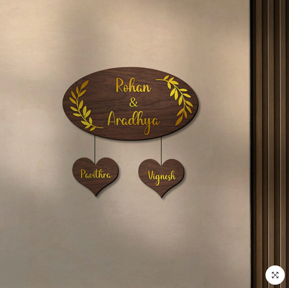 Classic 3D Brown Name Plate with Kids