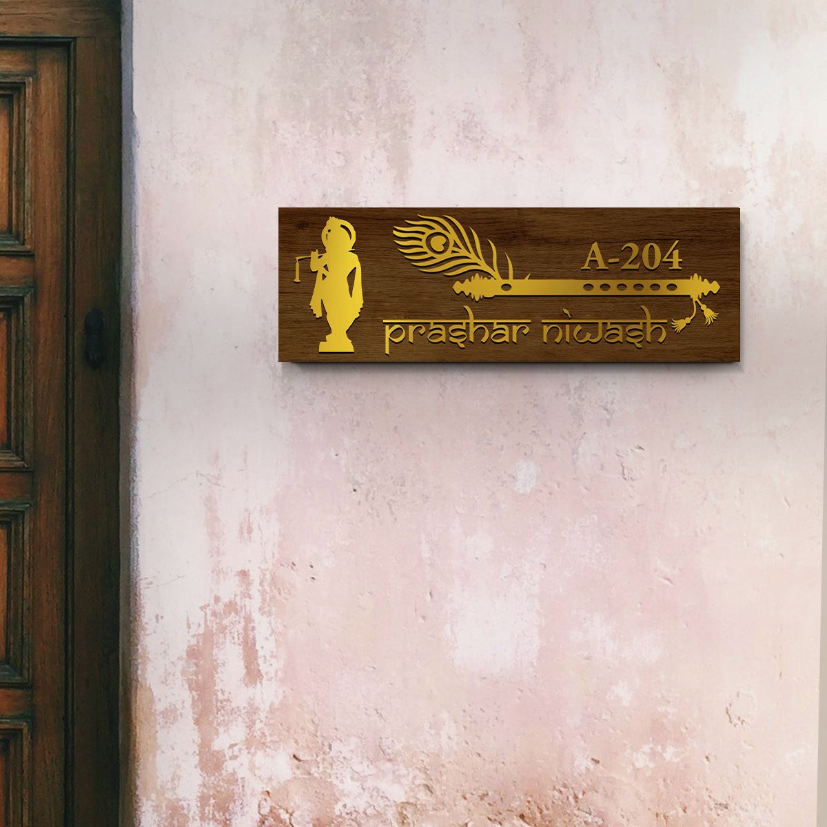 3D Krishna Grace Flute Nameplate