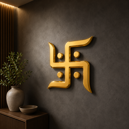 Premium Golden Swastik Wall Decor