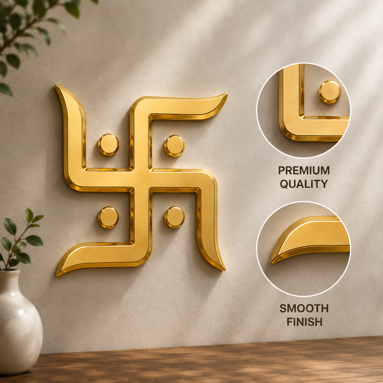 Premium Golden Swastik Wall Decor